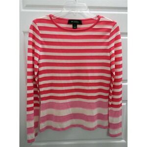 St John Pink White Stripe Stretchy Long Sleeve‎ Top sz P